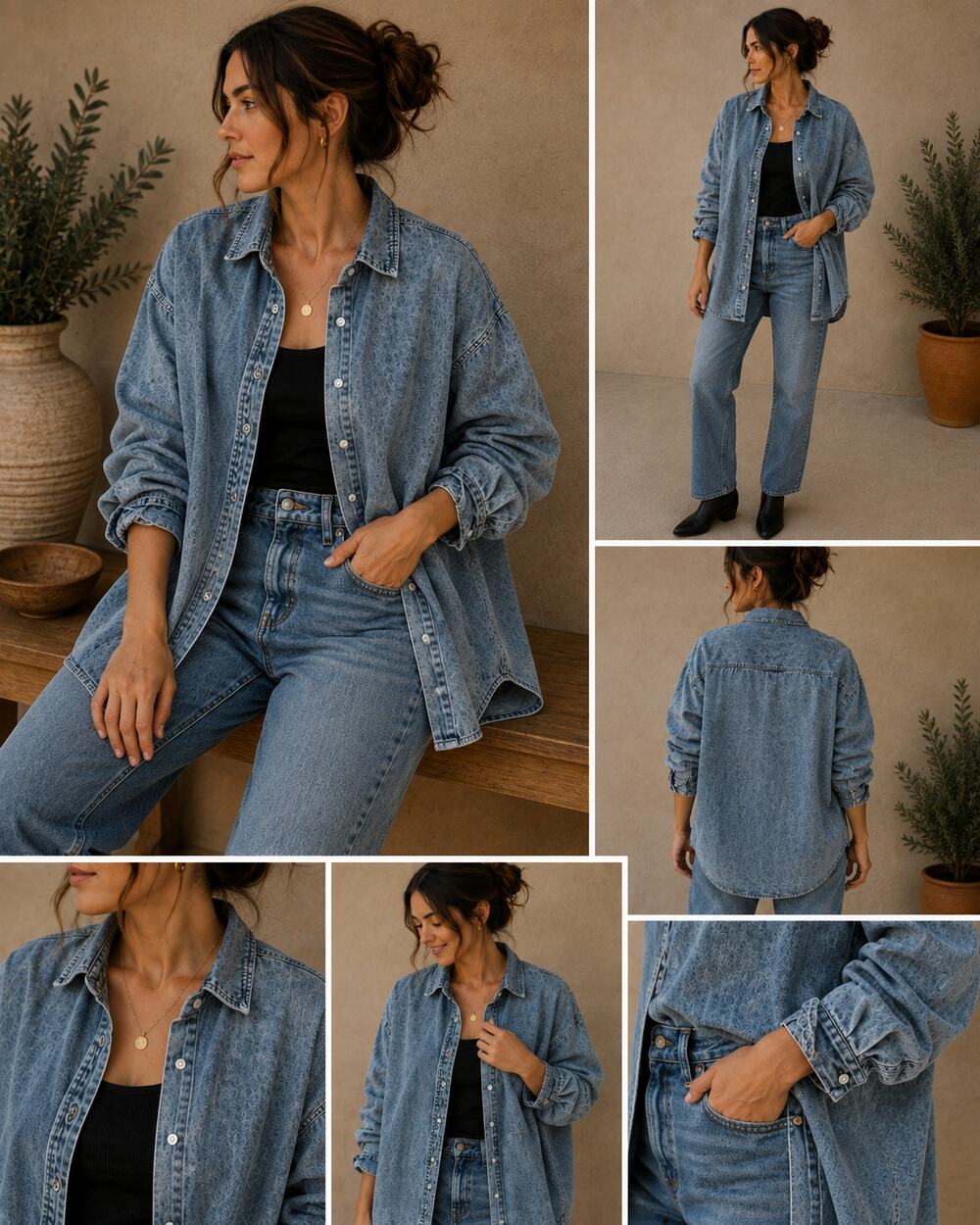 Universal Thread XL Oversized Acid Wash Denim Shirt 100% Cotton Relaxed 90s Y2K